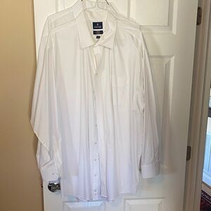 Two Stafford White Long-Sleeve Dress Shirts with Chest Pockets
